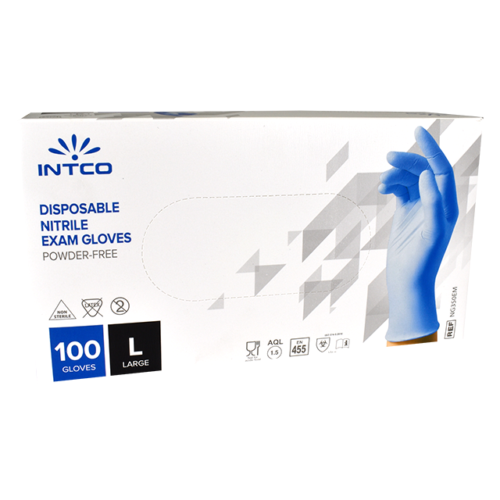 INTCO Disposable Nitril Medizinische-Untersuchungshandschuhe (puderfrei) - 100er Spenderbox